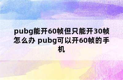 pubg能开60帧但只能开30帧怎么办 pubg可以开60帧的手机